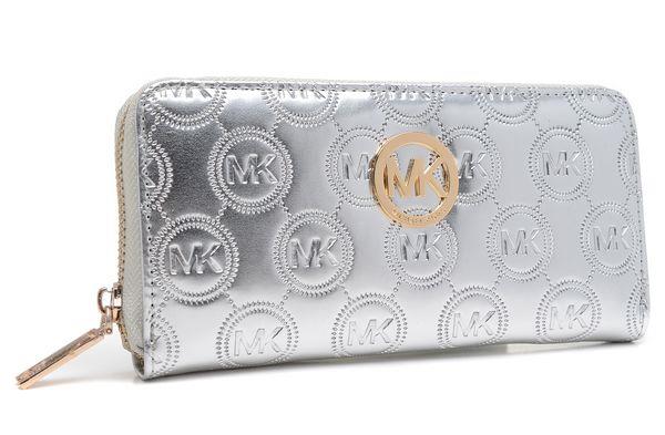 michael kors jet set monogram continental lommebok sølv For Deg h2ddn